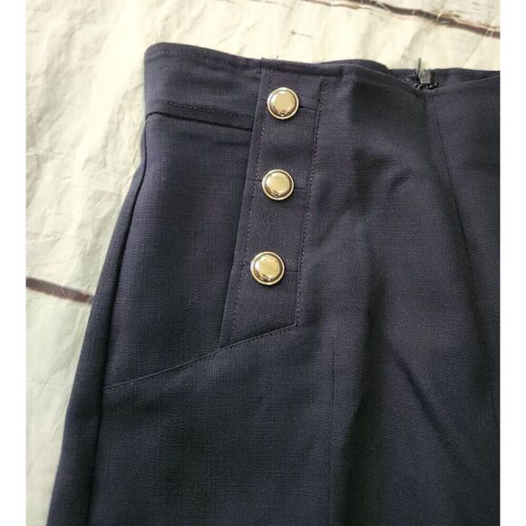 Marella Elisir High Rise Button Trousers Navy Blue Size 8 - Picture 5 of 6